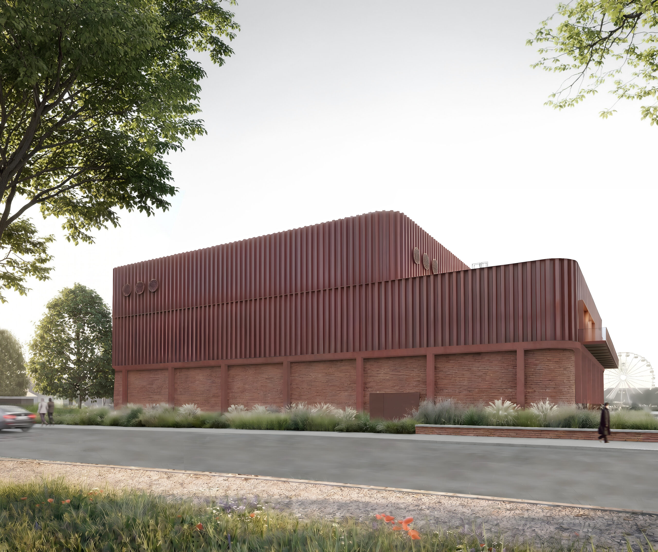 Flusswasserwärmepumpe Dresden – Entwurf Das Rote Werk mit roter Fassade
